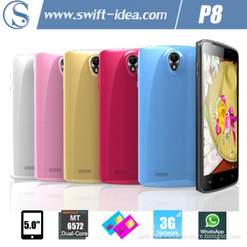 5 Inch Mtk6572A Dual Core 3G Dual SIM Unlocked China WiFi TV Mobile Phone (P8)